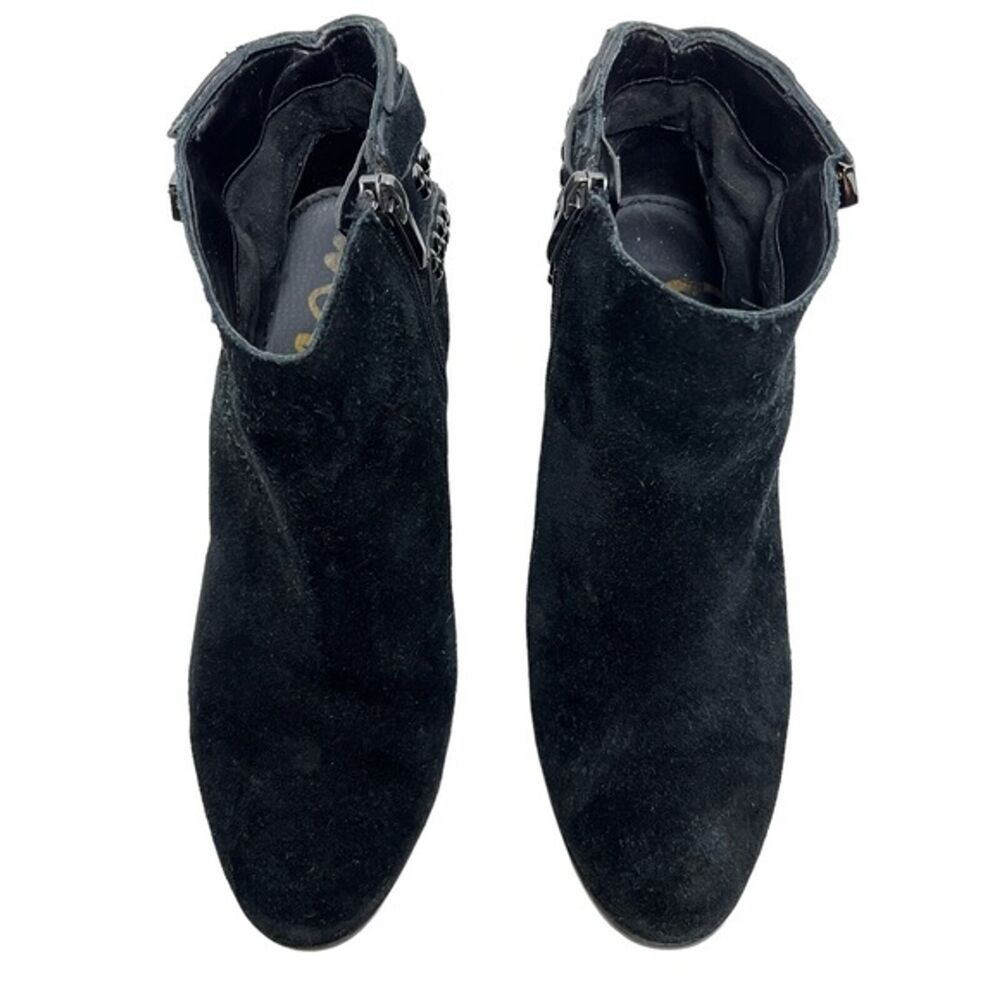 SAM EDELMAN PENROSE Black Ankle Booties Boots Buckles Gothic Leather Suede 6.5 - Picture 7 of 15